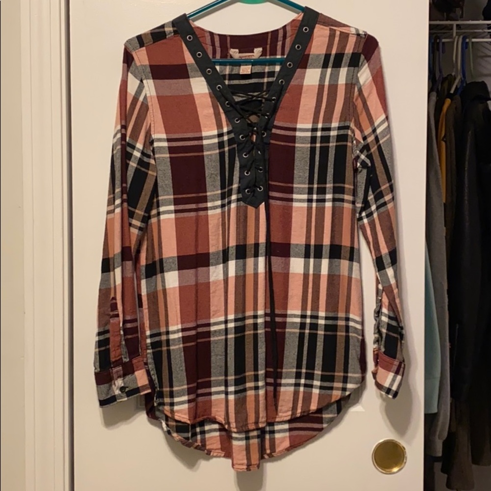 Lace up flannel